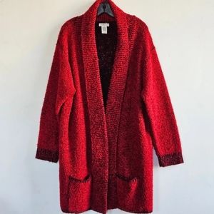 YARN WORK 100% ACRYLIC CHUNKY OPEN KNIT CARDIGAN SIZE XL